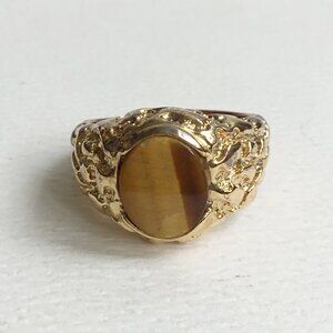 Vintage Tiger Eye Gold Tone Ring